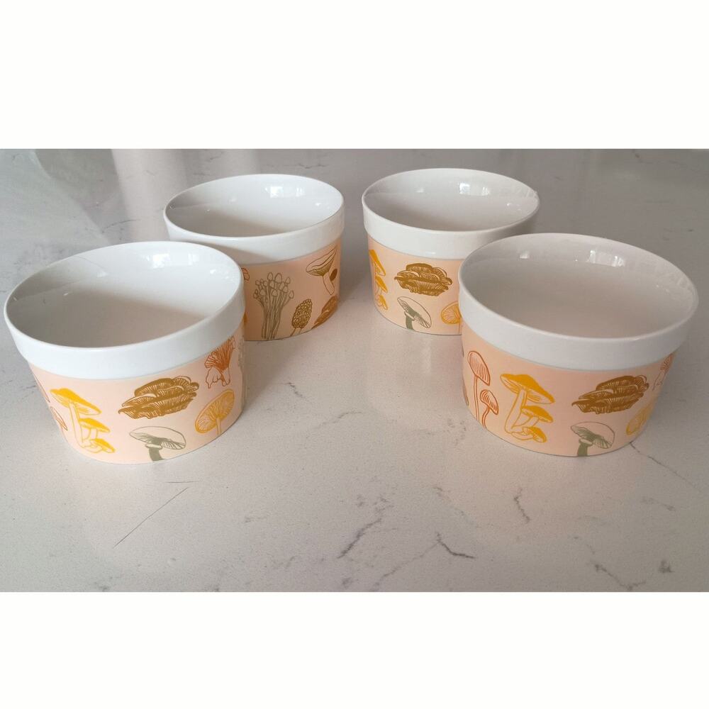 The bakehouse ciroa Mushroom mini bowls/ ramican. Set of 4, NWOT. Porcelain